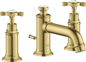 Hansgrohe Axor Montreux 3-Loch Waschtischarmatur 30 mit Kreuzgriffen und Zugstangen-Ablaufgarnitur brushed brass