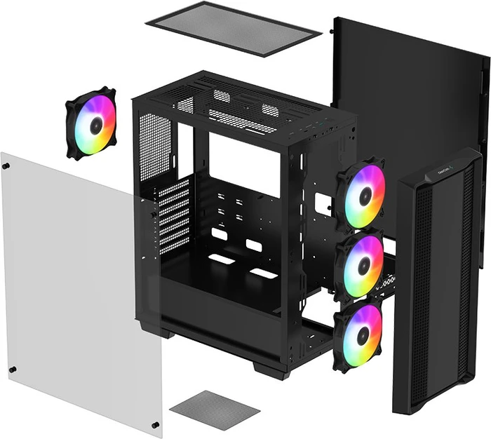 DeepCool CC560 ARGB, schwarz, Glasfenster