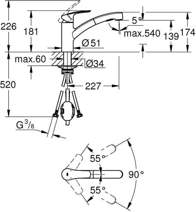 Grohe Eurosmart Einhand-Spültischbatterie 1/2" supersteel