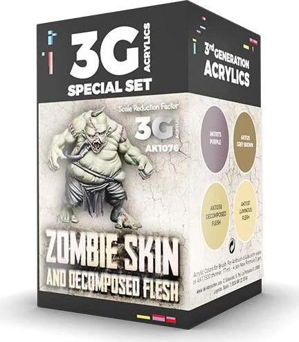 AK-Interactive 3rd Gen Acrylic Colors Wargame Color Set Zombie Skin and Decomposed Flesh Farbset, 4-tlg.