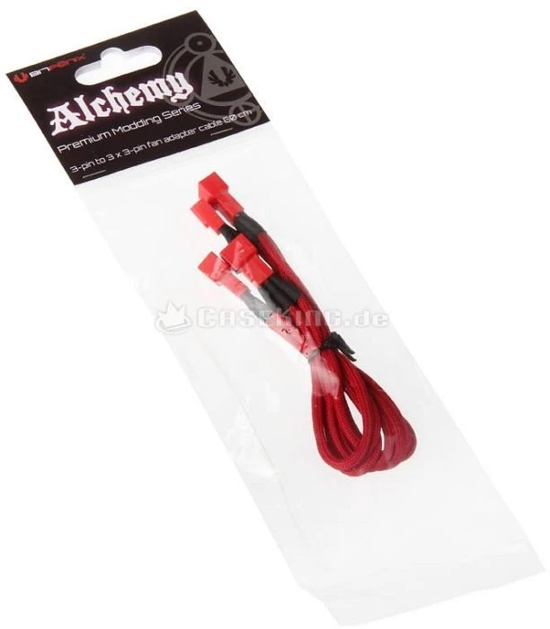 BitFenix 3-Pin auf 3x 3-Pin Verteiler, sleeved, 60cm, rot