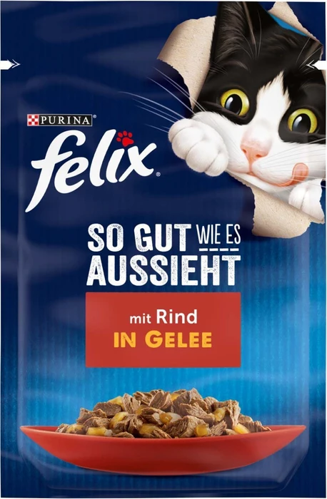 Purina Felix So gut wie es aussieht mit Rind in Gelee, 2.21kg (26x 85g)