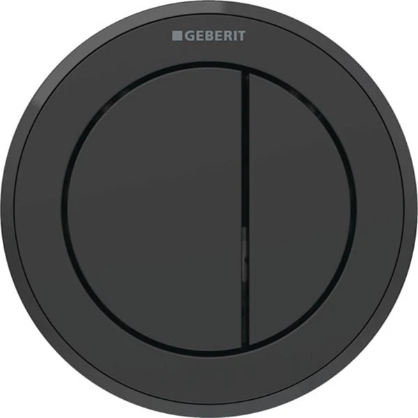 Geberit Typ 10 Fernbetätigung pneumatisch, für 2-Mengen-Spülung, Möbeldrücker, schwarz matt, easy-to-clean-beschichtet/schwarz