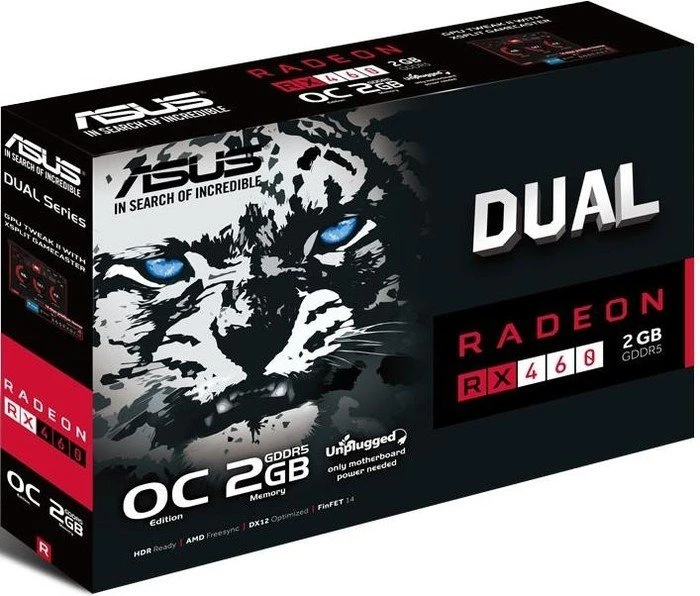 ASUS Dual Radeon RX 460 OC, DUAL-RX460-O2G, 2GB GDDR5, DVI, HDMI, DP
