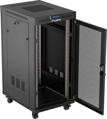 Lanberg 19" Rackschrank 24HE, LCD, freistehend, Flat Pack, V2, Gitternetztür, IP20, RAL 9004, 800mm tief