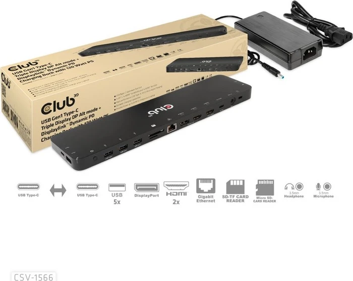 Club 3D Triple Display Dynamic PD Charging Dock 120W, USB-C 3.0 [Buchse]