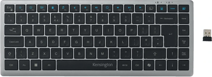 Kensington KB535 EQ Rechargeable Multi-Device Compact Keyboard, Space Grey, USB/Bluetooth, US