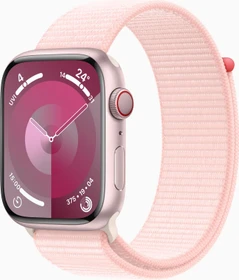 Apple Watch Series 9 (GPS + Cellular) 45mm Aluminium rosé mit Sport Loop hellrosa