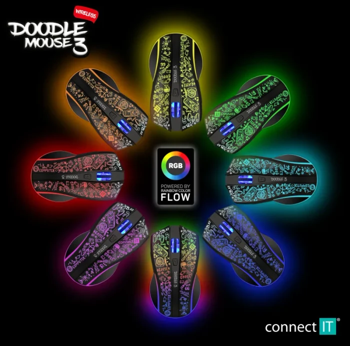 Connect IT Doodle 3 Wireless Gaming Mouse schwarz, USB