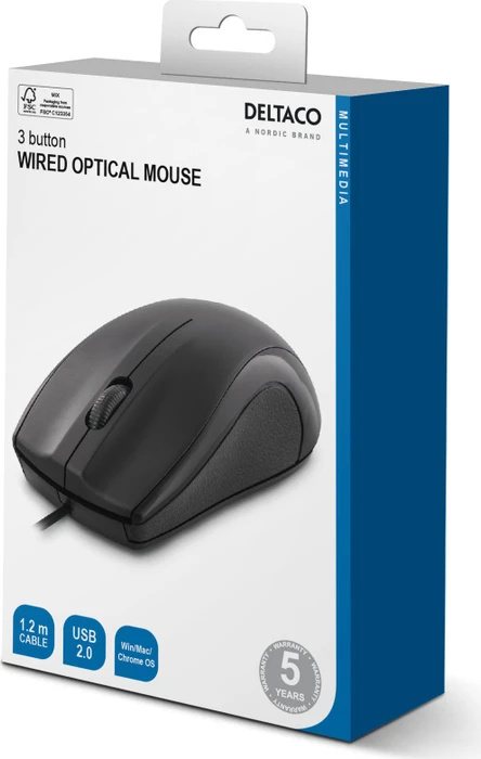 Deltaco Wired Optical Mouse schwarz, USB