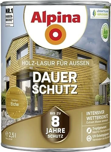 Alpina Farben Dauer-Schutz Holz-Lasur außen eiche, 2.5l