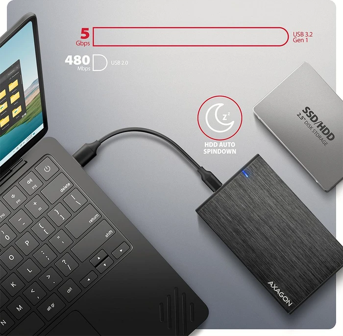 Axagon Festplattengehäuse, schwarz, 2.5", Aline Box, USB-C 3.0