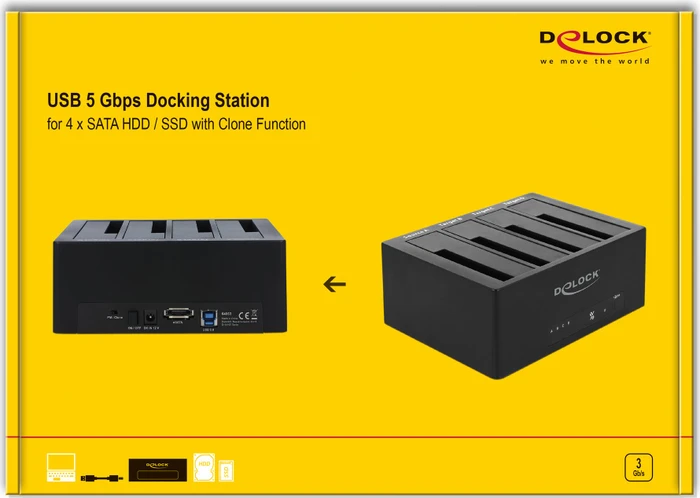 DeLOCK Dockingstation SATA 6Gb/s, USB-B 3.0/eSATA