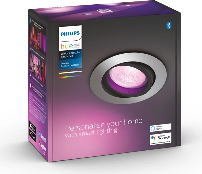 Philips Hue White and Color Ambiance Centura Einbauleuchte rund silber