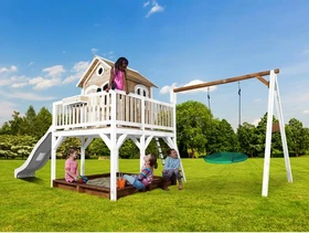 Axi Spielhaus Liam braun/weiß mit Rutsche weiß