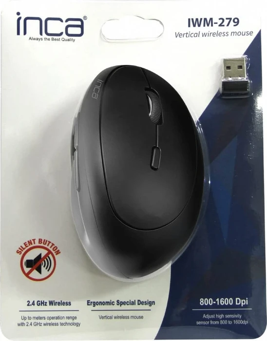 Inca IWM-279 Vertical Wireless Mouse schwarz, USB