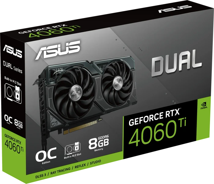 ASUS Dual GeForce RTX 4060 Ti OC SSD, DUAL-RTX4060TI-O8G-SSD, 8GB GDDR6, HDMI, 3x DP