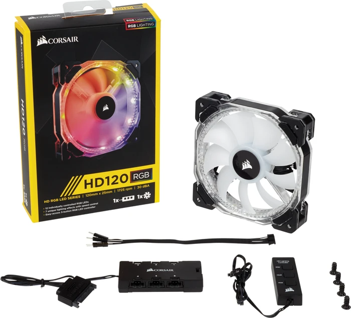 Corsair Air Series HD120 LED RGB High Static Pressure PWM, LED-Steuerung, Lüftersteuerung, 120mm
