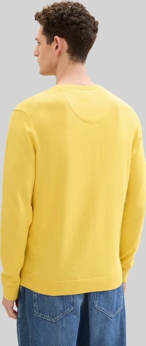 Tom Tailor Strickpullover mit V-Ausschnitt aus Baumwolle Strickpullover gelb (Herren)
