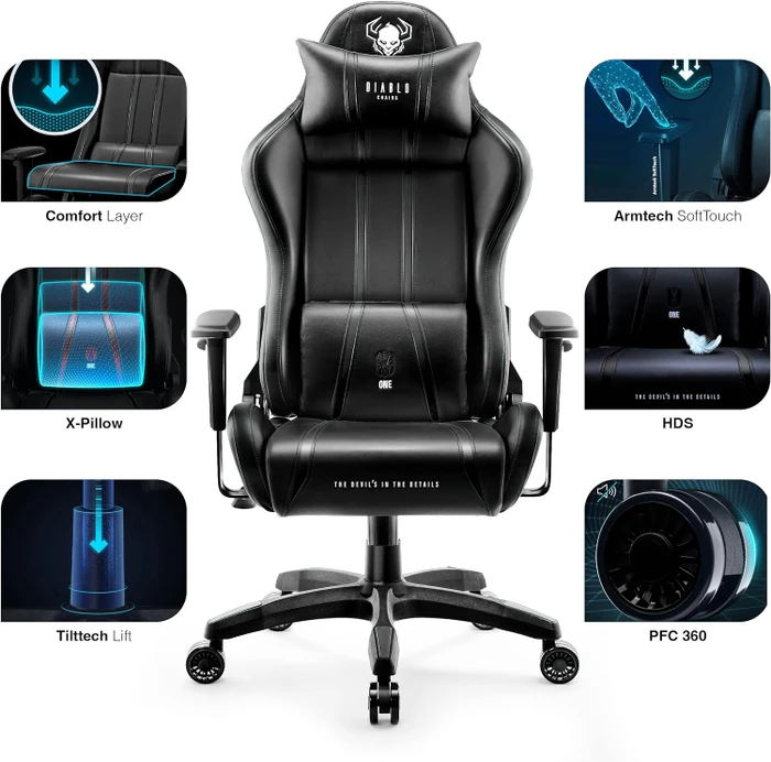 Diablo Chairs X-One 2.0 Normal Gamingstuhl, schwarz