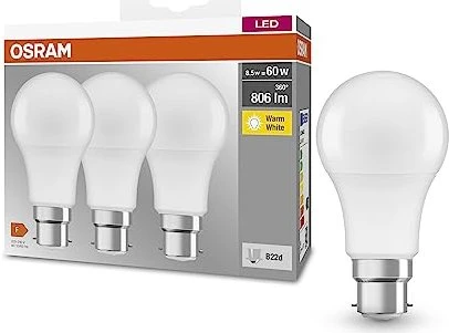 Osram Ledvance LED Base Classic A 60 8W/827 B22d Frosted, 3 Stück