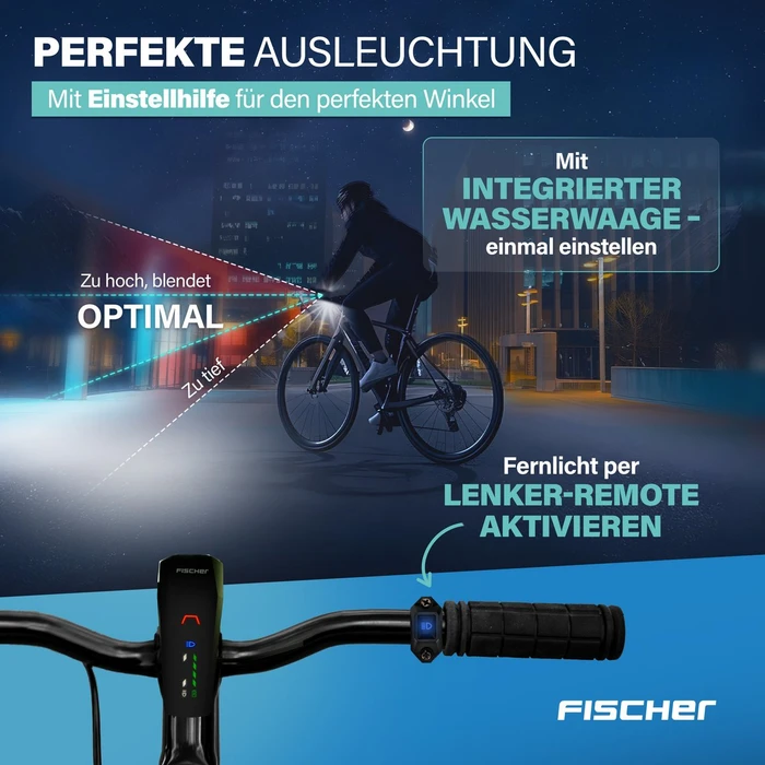 Fischer LED-Akku 180 Lux Frontlicht schwarz