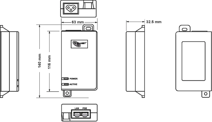 Allnet Wallmount Gigabit PoE-Injektor, 2x RJ-45, 30W PoE+