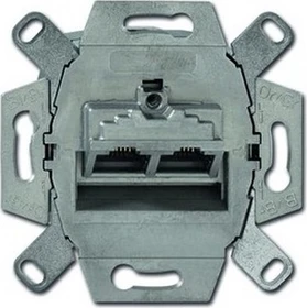 Busch-Jaeger Anschlussdosen-Einsatz UAE Cat 6a RJ45 8(8)-Stecker Ausführung: geneigt 2-fach silber