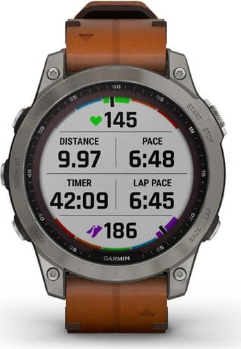 Garmin Fenix 7 Sapphire Solar titanium/chestnut leather
