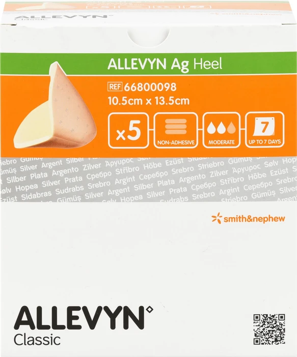 Smith & Nephew Allevyn Ag Heel Schaumstoff Fersenverband, 10.5 x 13.5cm, 5 Stück
