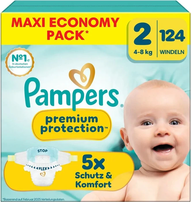Pampers Premium Protection Gr.2 Einwegwindel, 4-8kg, 124 Stück