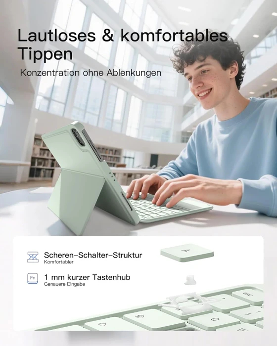 Inateck Ultraleicht Tastatur für iPad Air 6/iPad Air 5/iPad Pro 11", grün, DE