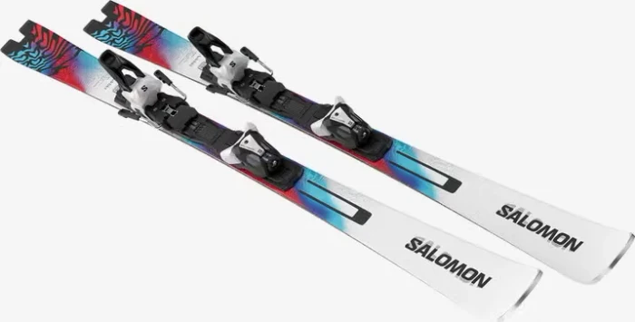 Salomon Addikt + MI12 GW white/neon blue (inkl. Bindung) (Modell 2025/2026)