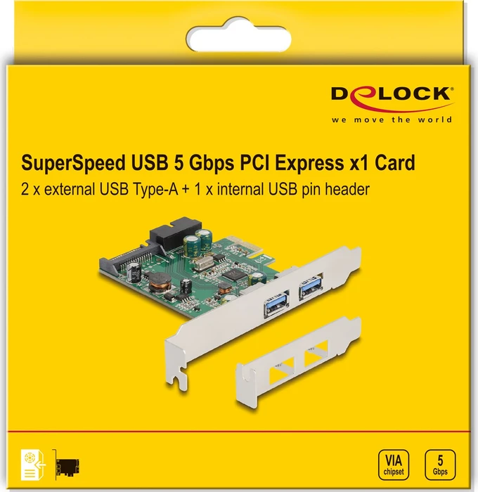 DeLOCK 2x USB-A 3.0, PCIe 2.0 x1