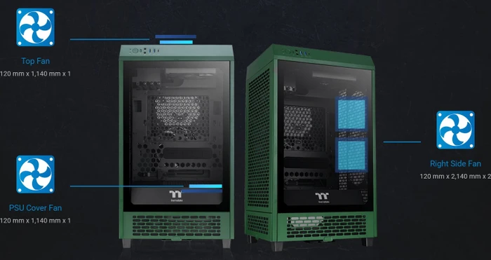 Thermaltake The Tower 200 Racing Green, grün, Glasfenster, Mini-ITX