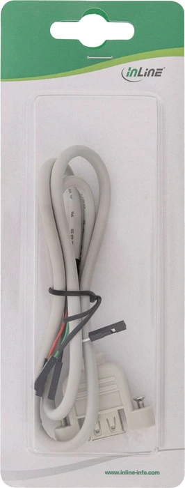 InLine intern 4-Pin USB 2.0 auf USB-A 2.0 Einbaubuchse, Adapterkabel, 0.6m