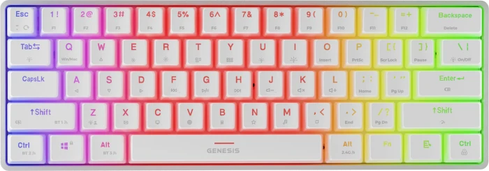 Genesis Thor 660 G2 Wireless, PBT, weiß, LEDs RGB, Gateron BROWN, USB/Bluetooth, US