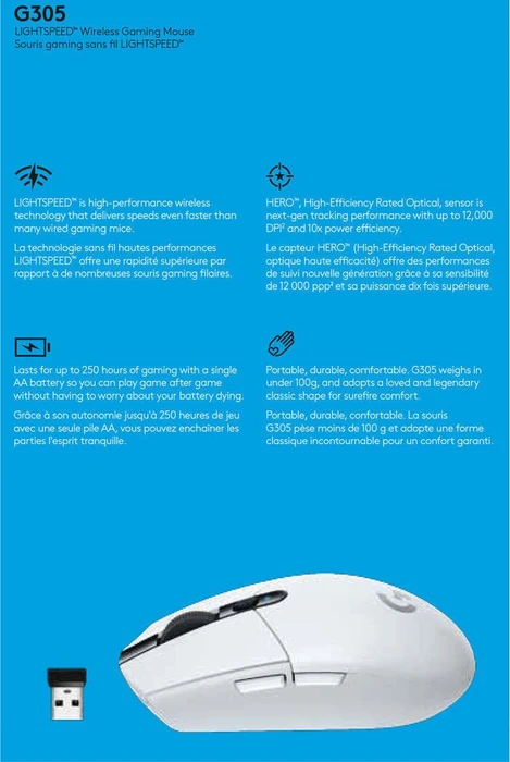 Logitech G305 Lightspeed weiß, USB