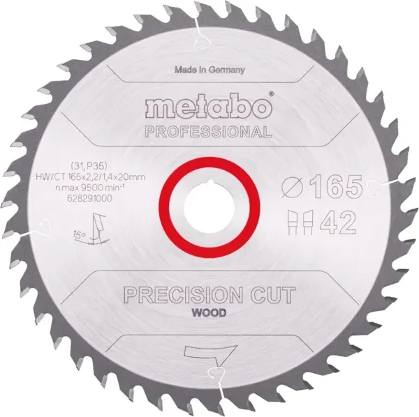 Metabo Precision Cut Wood Professional Kreissägeblatt 42Z, 165x2.2x20mm, 1 Stück