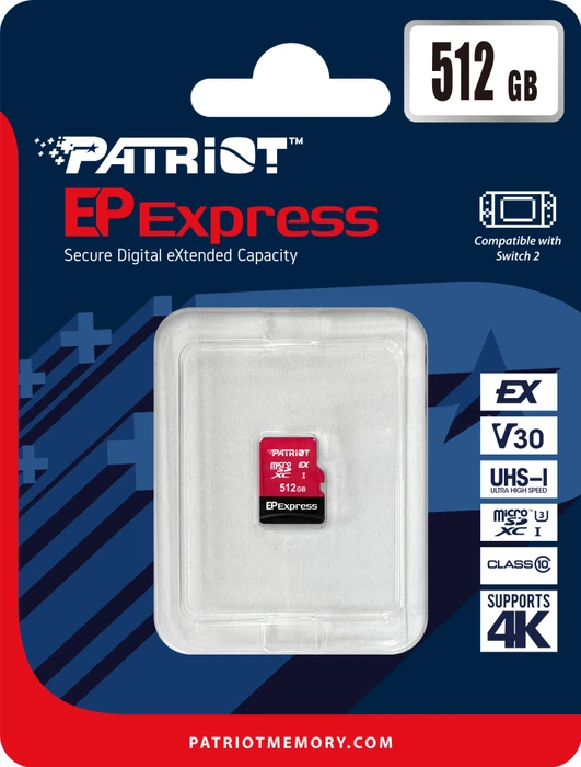 Patriot EP Express R800/W600 512GB, UHS-I U3, A1, Class 10, SD Express EX I