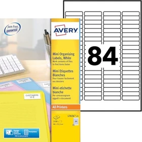 Avery-Zweckform Mini-Organisationsetiketten, 46x11.1mm, weiß, 25 Blatt (2100 Etiketten)