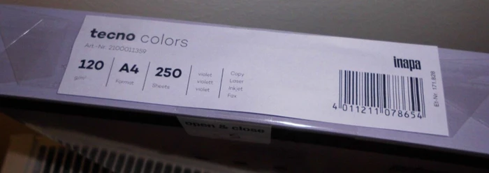 inapa tecno colors Universalpapier violett, A4, 120g/m², 250 Blatt