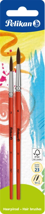 Pelikan Sorte 23 Haarpinsel Gr. 2/6 Pinselset, 2-tlg.