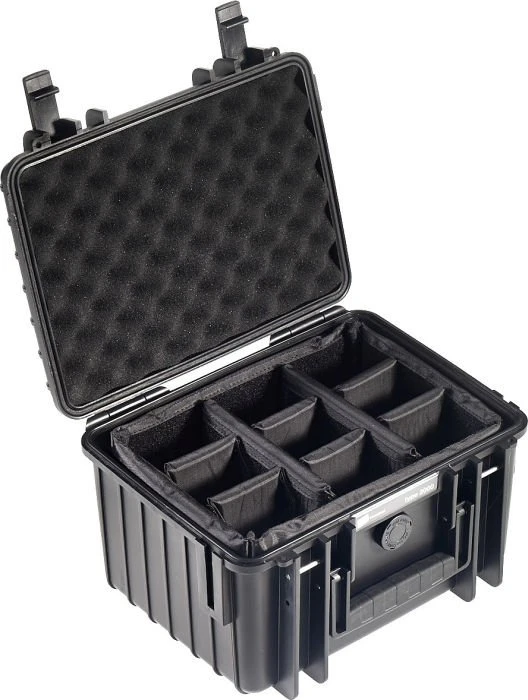 B&W International Outdoor Case Typ 2000 Koffer schwarz mit variabler Facheinteilung