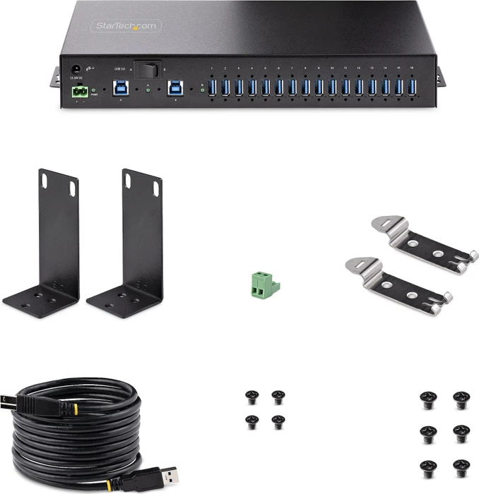 StarTech Industrial USB-Hub, 16x USB-A 3.0, USB-B 3.0 [Buchse]