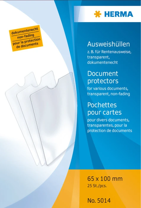 Herma Ausweishülle 65x100mm für Rentenausweise, Sonderformat, transparent, 25er-Pack