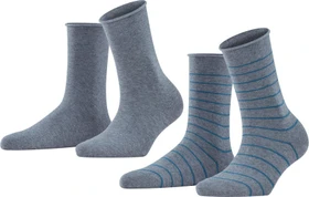 Falke Happy Stripe Socken light greymel., 2 Paare (Damen)