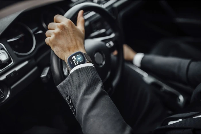 Hama Ersatzarmband Leder/Silikon 22mm für Fitbit Versa 3/Sense schwarz