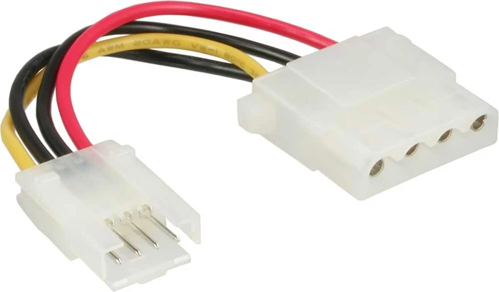 InLine 4-Pin Floppy Stiftsockel Buchse auf 4-Pin Molex Stecksockel Stecker, 3.5" auf 5.25" Adapterkabel, 15cm