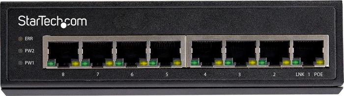 StarTech Industrial Desktop Gigabit Switch, 8x RJ-45, 180W PoE+